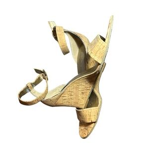Nine West Tan Cork Wedge Sandals